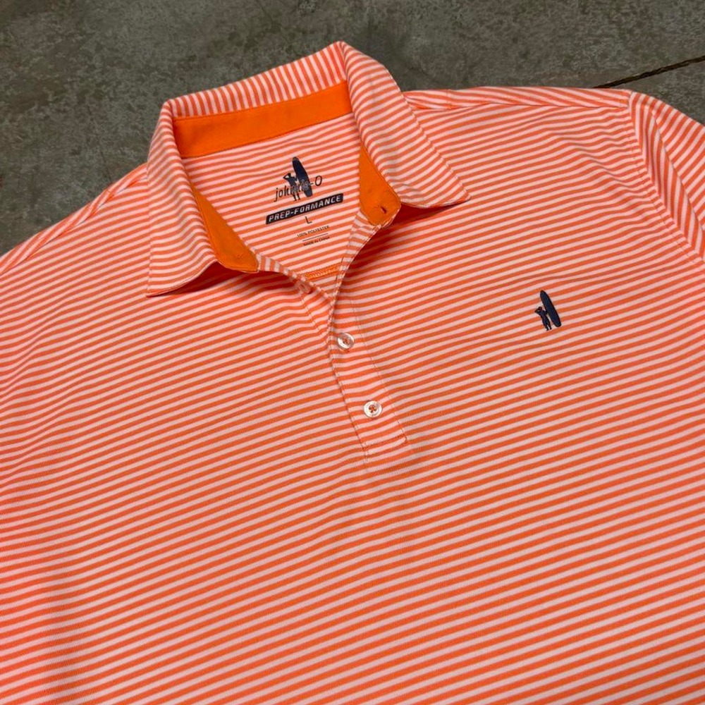 Johnnie O Men's Performance Golf Polo Orange Stripe Sz Large